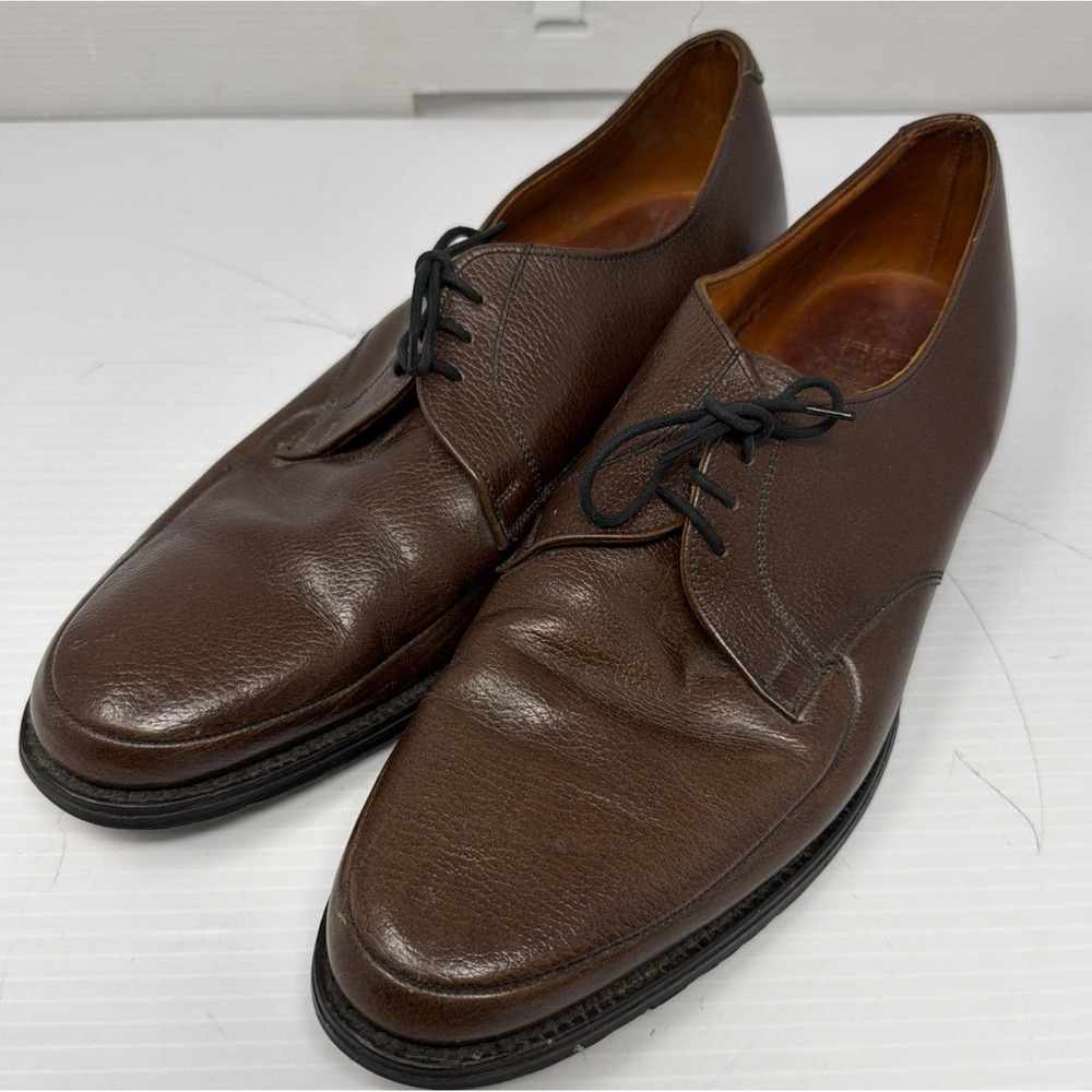 Vintage John Hampton Brown Grain Brogue Dress Shoes Size 9.5 Woodwards 1970s